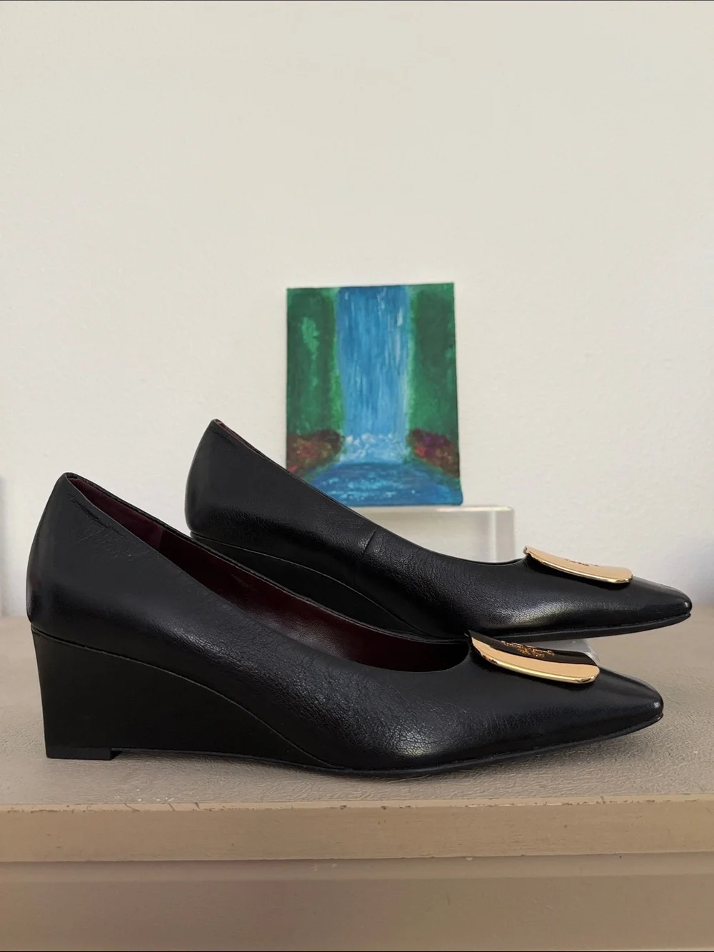 Tory Burch Georgia Wedge Pumps - Black